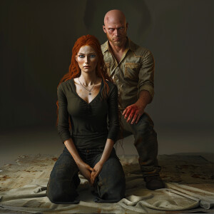 A photorealistic high resolution image. Light ginger haired fema...