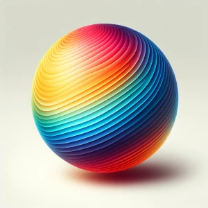 A 3-dimensional sphere with a smooth gradient of all colors tran...
