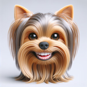 A yorki with a human smile