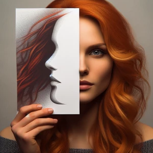 Abstract, artistic Create a portrait of a woman with ginger hair...
