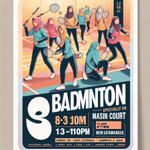 Promotional poster for badminton session for class 5 Kisaie girl...