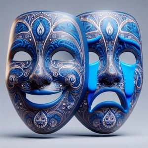 Smile now cry later blue paisley print masks, ultra-detailed, ul...