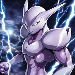 Create an image of Mewtwo, the genetically engineered psychic-ty...