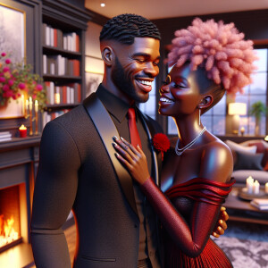 Depict a 3-D realistic image of an light skin African-American c...