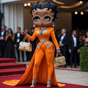 Design an image of Betty Boop reenvisioned with a dark chocolate...