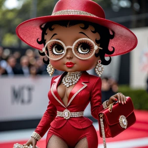 Design an image of Betty Boop reenvisioned with a dark chocolate...