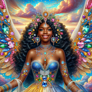 A wider view, horizontal image of a very light-skinned African-A...