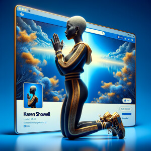 Create a 3D illustration of a realistic light skinned African-Am...