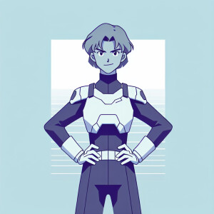1990s anime screencap, girl a plugsuit, standing with hands on h...