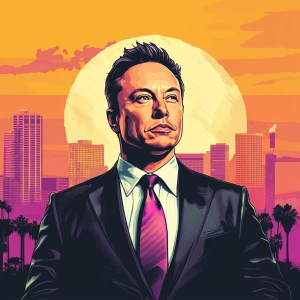 Elon Musk in GTA art style — make him look like hes on ketamine...