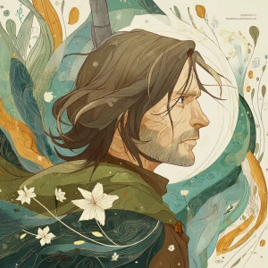 Create an image of Aragorn, as portrayed by Viggo Mortensen in "...