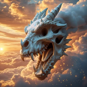 Create an image of an intricately detailed, massive dragon  skul...