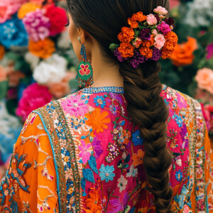 The image features an individual wearing a brightly colored trad...