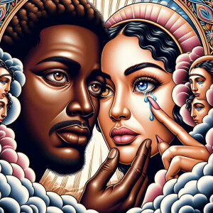 Ensure that the image distinctly represents both Jesus Christ an...