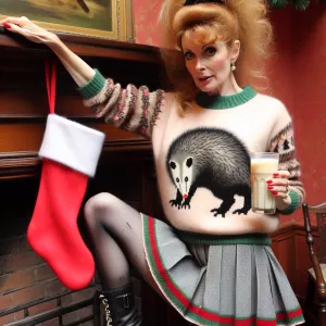 A 45-year-old woman with ginger hair in a ponytail, wearing an u...