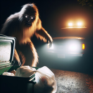 Create a detailed, realistic depiction of a humanoid Sasquatch c...