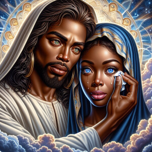 Ensure that the image distinctly represents both Jesus Christ an...