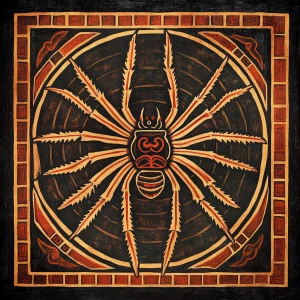 Aztec inca symbols of spiders with 8 legs only