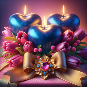 "Create a digital image of a romantic and luxurious Valentine's...