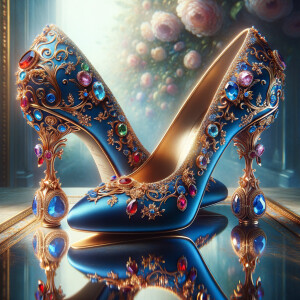 Imagine a pair of enchanting shoes, each a mirror image of the o...