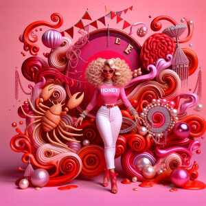 8k image of swirls of different hues of red dripping the word “...