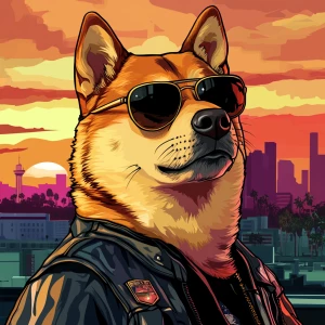 MEME DOGE in GTA art style — — in the style of a Grand Theft Au...