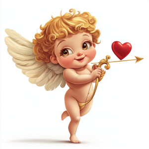 Create an image of a photorealistic, adorable, chubby cupid with...