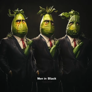 Design a movie poster for a "Men in Black" parody featuring ultr...