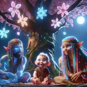 hyper realistic quantum energy adorable young baby smiling glowi...