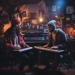 Musicians who are Strangers looking dazzled at a music productio...