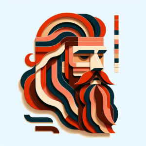 a portrait of a bearded man with long red hair