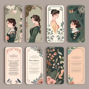 /imagine prompt: Sticker design, Literary Girl Vintage Bookmarks...