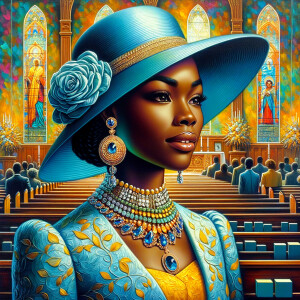 A spiritually enriching illustration portrays an African America...