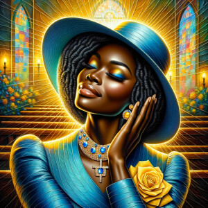 A spiritually enriching illustration portrays an African America...