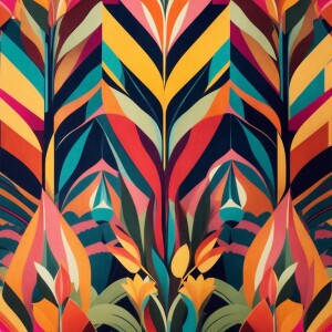 Design a vibrant, seamless tile pattern featuring a variety of w...