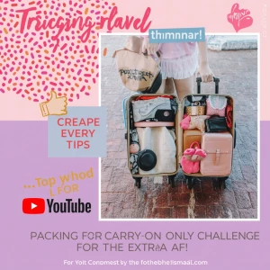 Create a YouTube thumbnail design for a video titled "Packing fo...