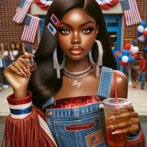 A curvy, confident African American schoolgirl brown eyes mink l...