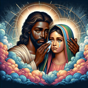 Ensure that the image distinctly represents both Jesus Christ an...