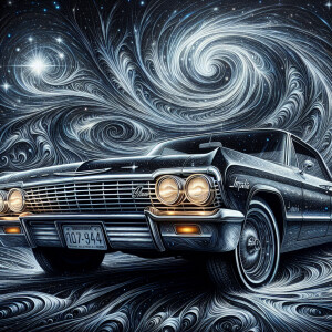 spilling the night sky all over the Chevrolet 1964 impala  | nat...