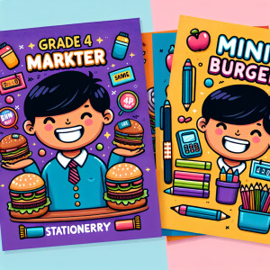 Please make flyer for market day grade 4. He will sell mini burg...