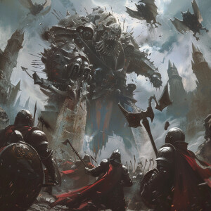 A colossal crest crushes 10 armored knights beneath its weight a...