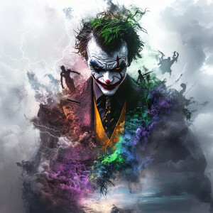 stunning digital artwork featuring the joker as the central elem...