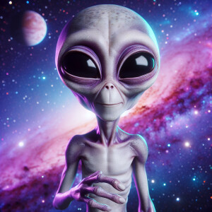 E.T ultra-detailed ultra-realistic,  galaxy background,  full-bo...