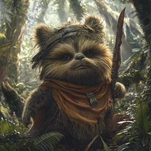 Create an image of an Ewok, a character from the Star Wars unive...