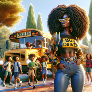 A hyper-realistic depiction of an stunning African American curv...