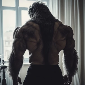 Lycan hairymuscles showing off full necked view