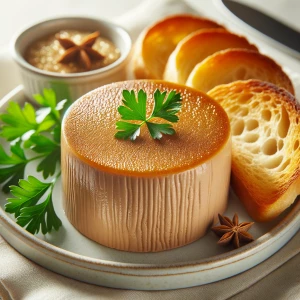 Hình ảnh một miếng pate heo được trình bày một cách hấp dẫn, với...