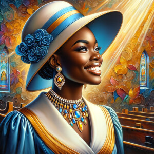 A spiritually enriching illustration portrays an African America...