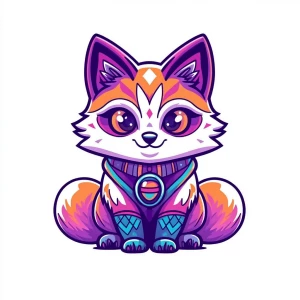 A kawaii image[ fox of gravity         ] ,isolated on white back...