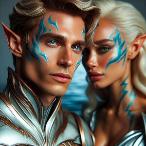 A tall elven man with a soft and angelic but masculine face, elf...